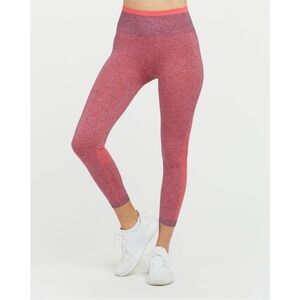 NWT Spanx Seamless Sculpt Leggings space dye coral punch pink blue MEDIUM